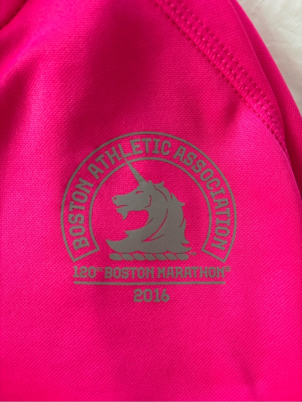 Addias Pink Boston Marathon 2016 Quarter-Zip Training Jacket SZ L Worn 1X - Picture 14 of 14